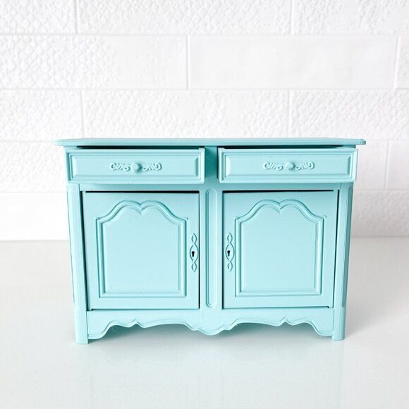 Barbie Miniature Dollhouse Cyan French Cabinet Sideboard 1:6 Scale 3D Printed - Picture 4 of 4
